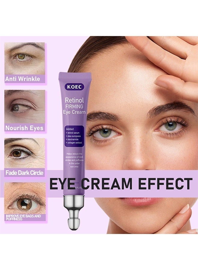 ك أو إي سي كريم العين بالريتینول لشد وتغذية البشرة، كريم مرطب ومانح للشد ومضاد للتجاعيد حول العينين للهالات السوداء والانتفاخ 20 مل - Image 3